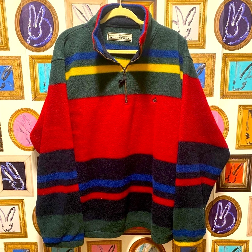 Vintage Color Block ME Sport Quarter Zip size Large